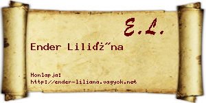 Ender Liliána névjegykártya